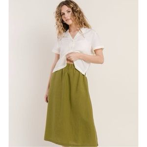 Tradlands meadow linen skirt olive L